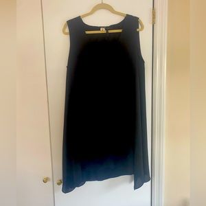 BCBGMaxAz Black Chiffon Shift Mini Dress with lace plunge